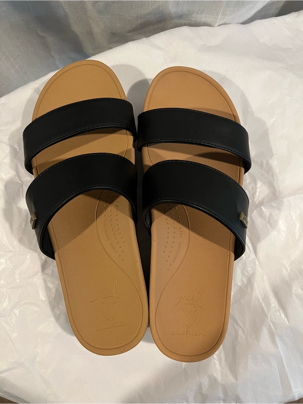 Women’s Reef Black Double-Strap Slide Sandals - Picture 2 of 8